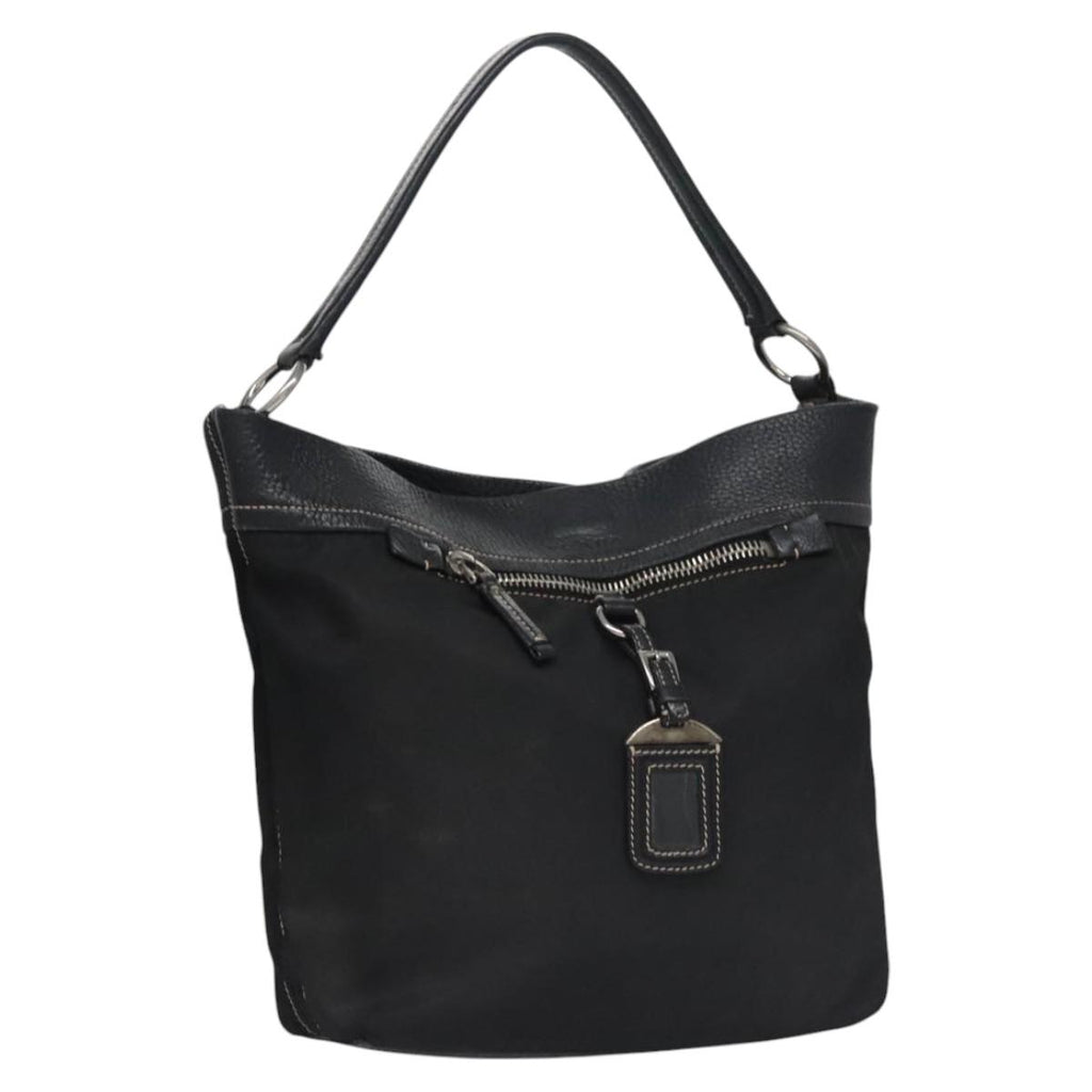 Prada Black Nylon and Leather Hobo Bag