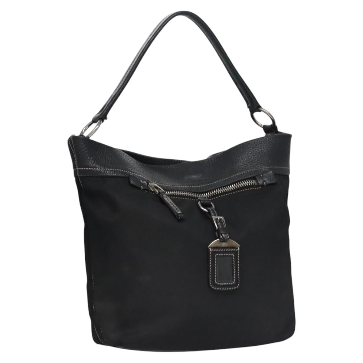 Prada Black Nylon and Leather Hobo Bag