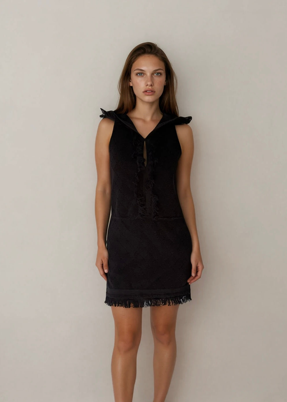 Chanel Black Hooded Mini Dress