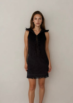 Chanel Black Hooded Mini Dress