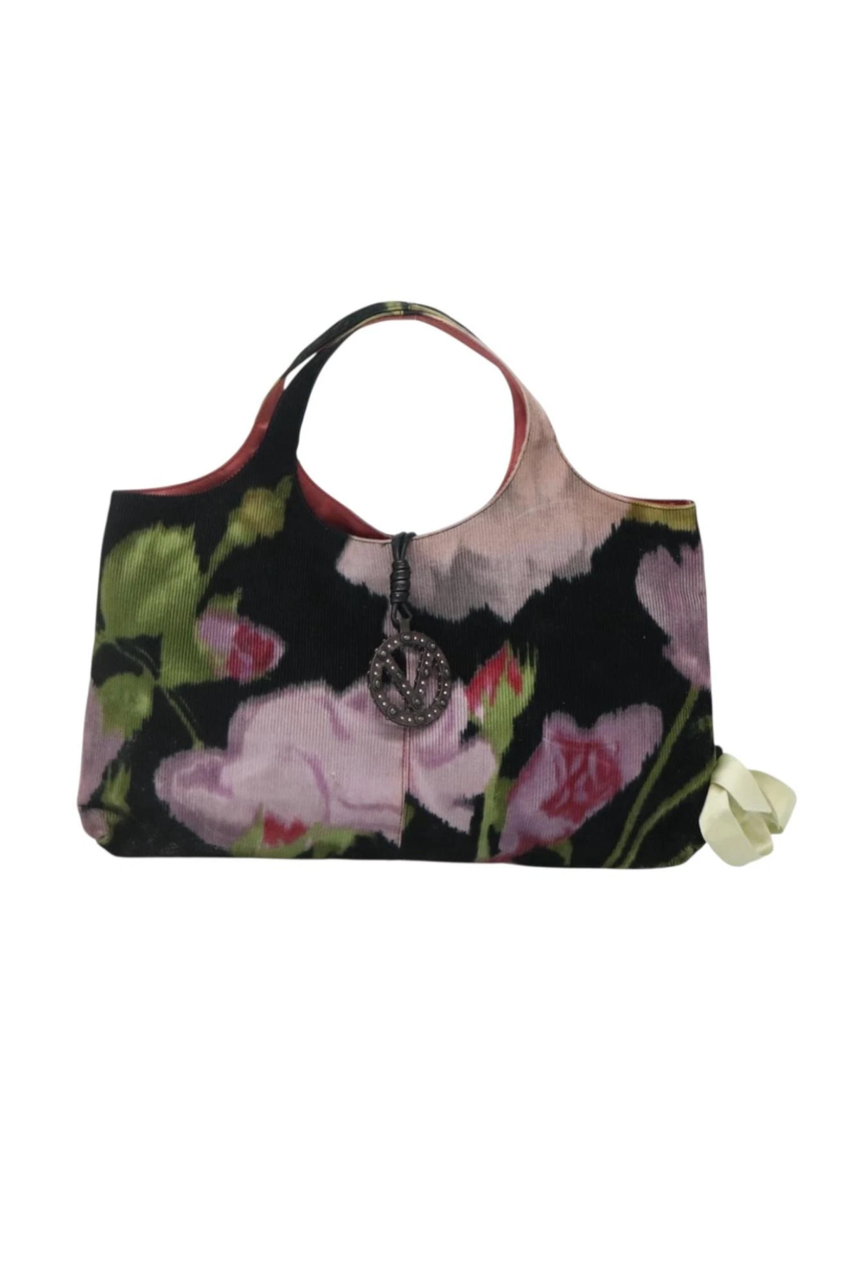 Valentino Corduroy Flower Printed Handbag