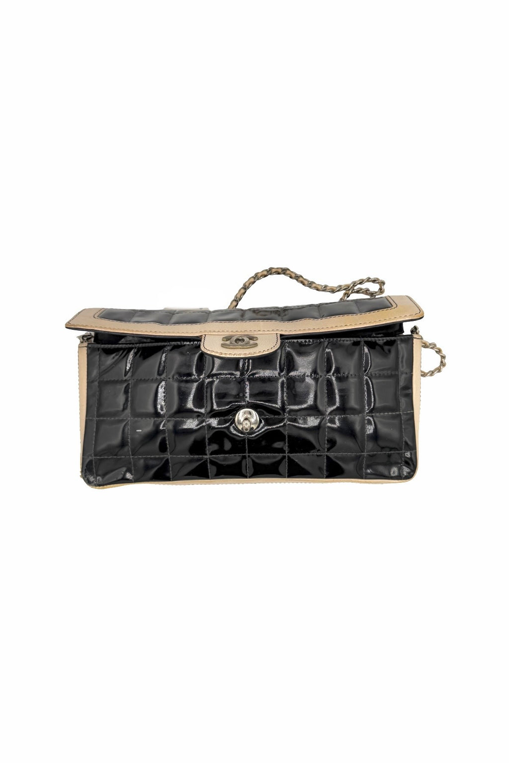 Chanel Black and White Patent Flap Bag