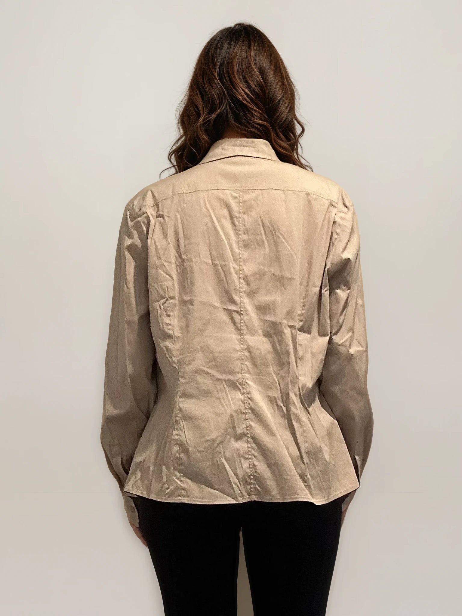 Escada Tan Zip Button Down