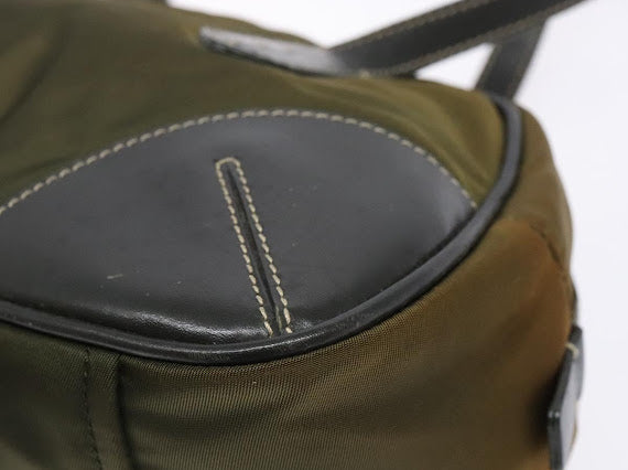 Prada Green Nylon and Leather Bowler Bag