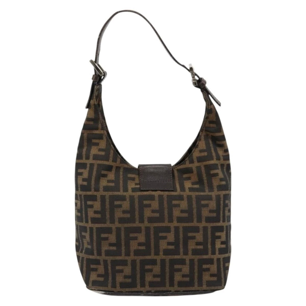 Fendi Brown Zucca Canvas Rounded Baguette