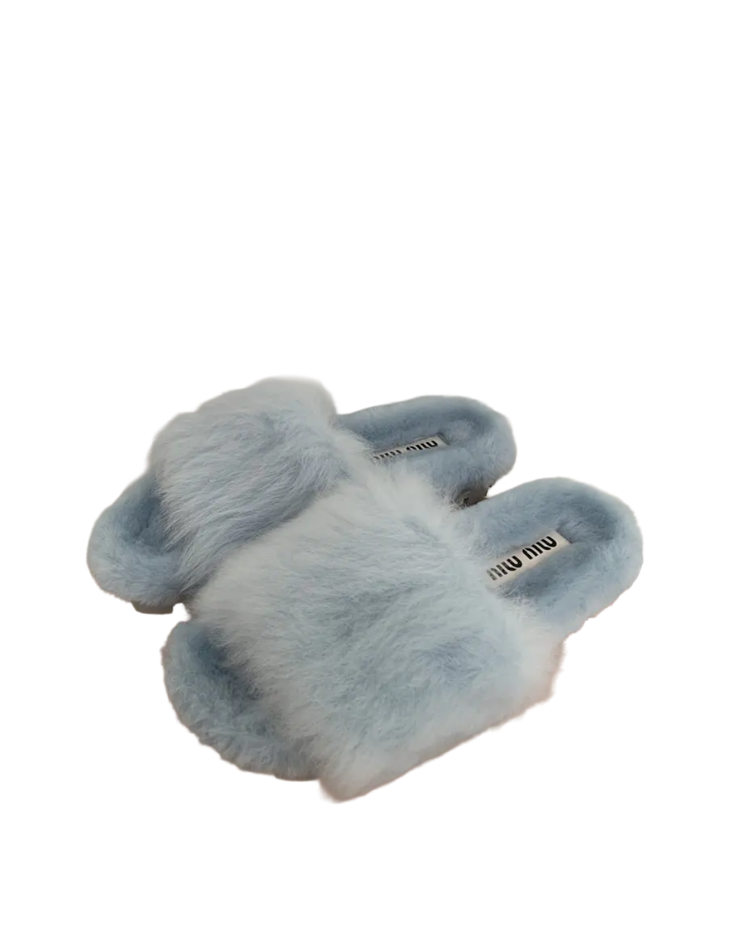 Miu Miu Blue Fuzzy Slides