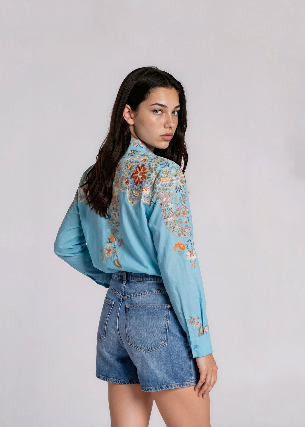 Etro Blue Flower Printed Button Down
