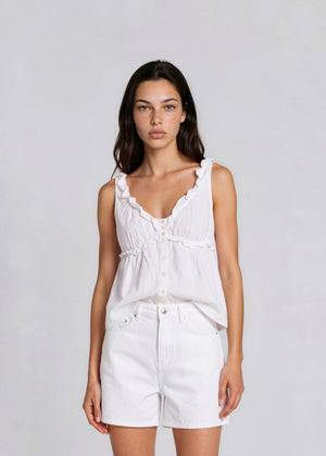 Moschino White Ruffle Tank