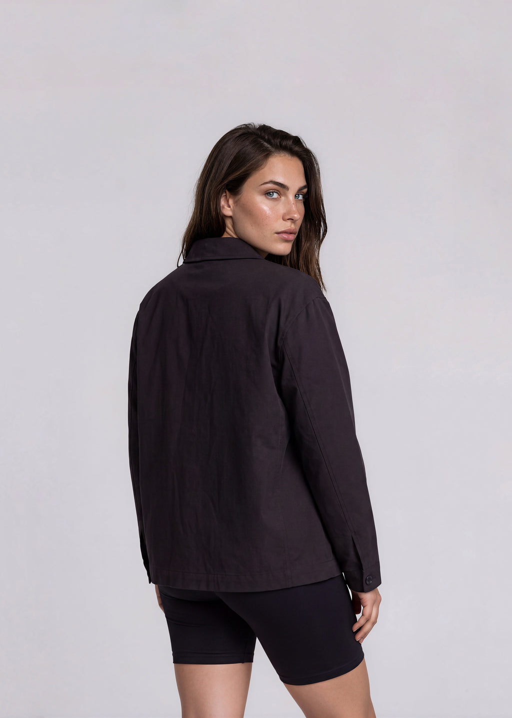 YSL Black Button Pocket Bomber with White Logo