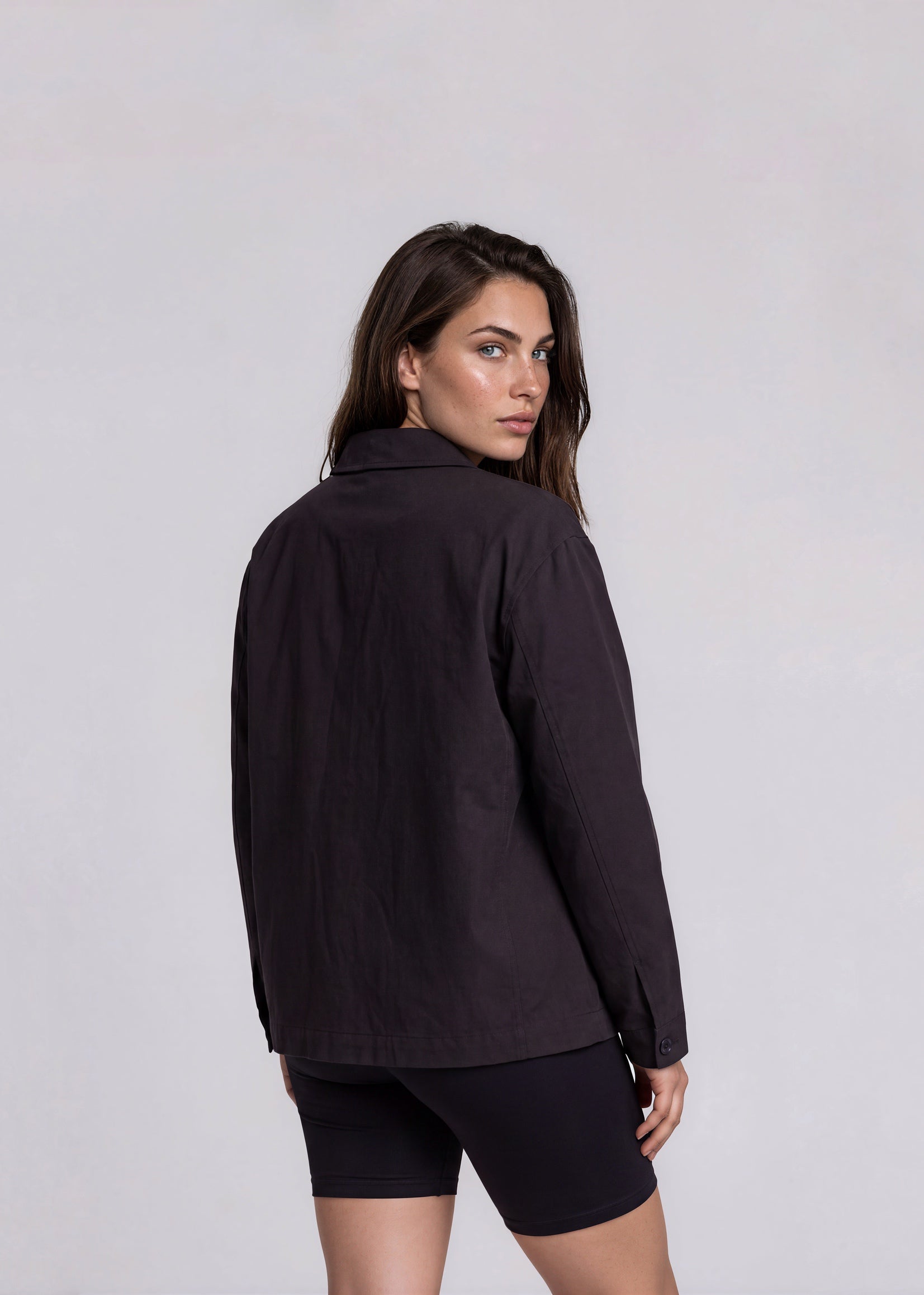 YSL Black Button Pocket Bomber with White Logo