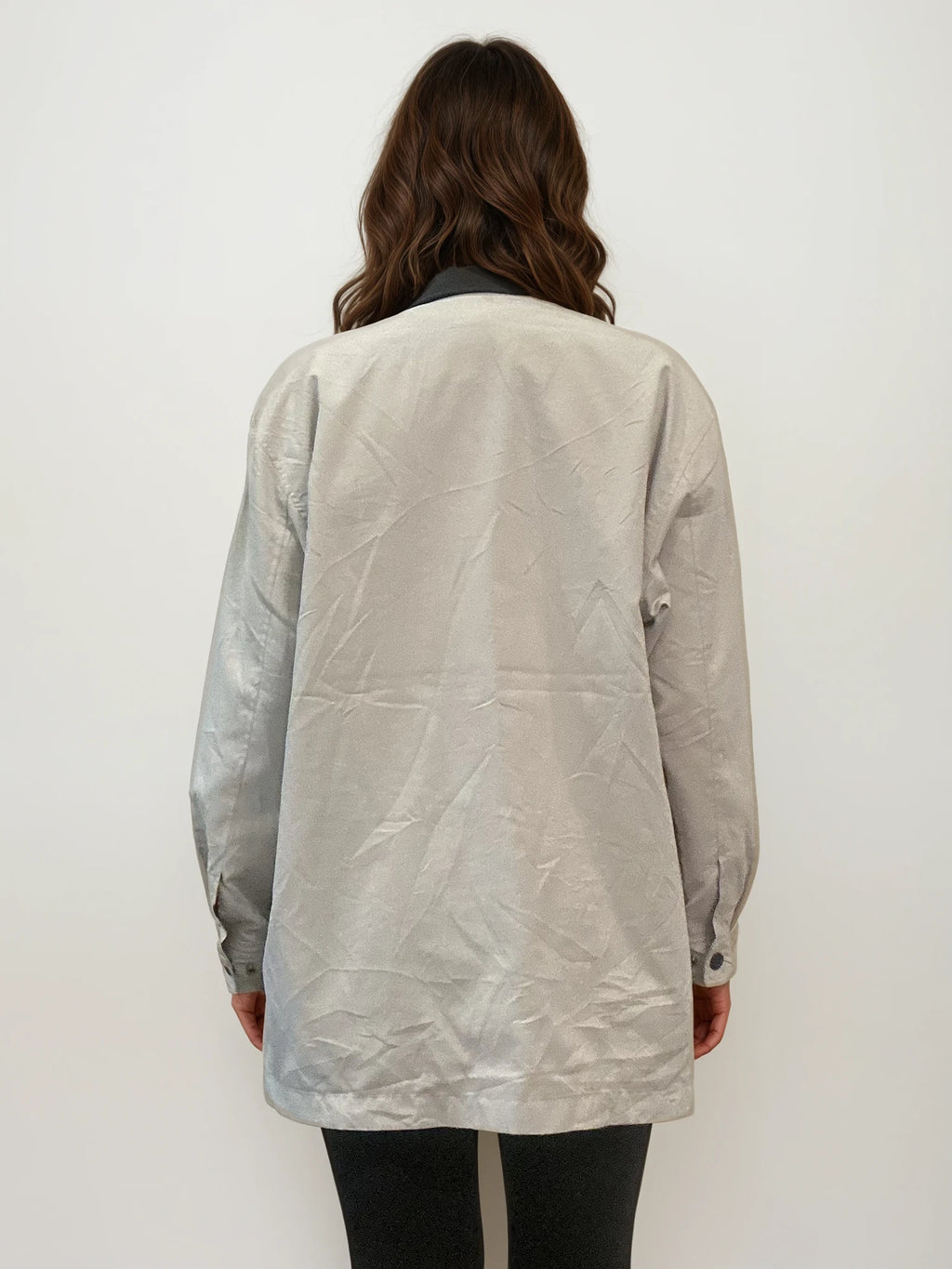 YSL Cream Button Bomber with Black Collar