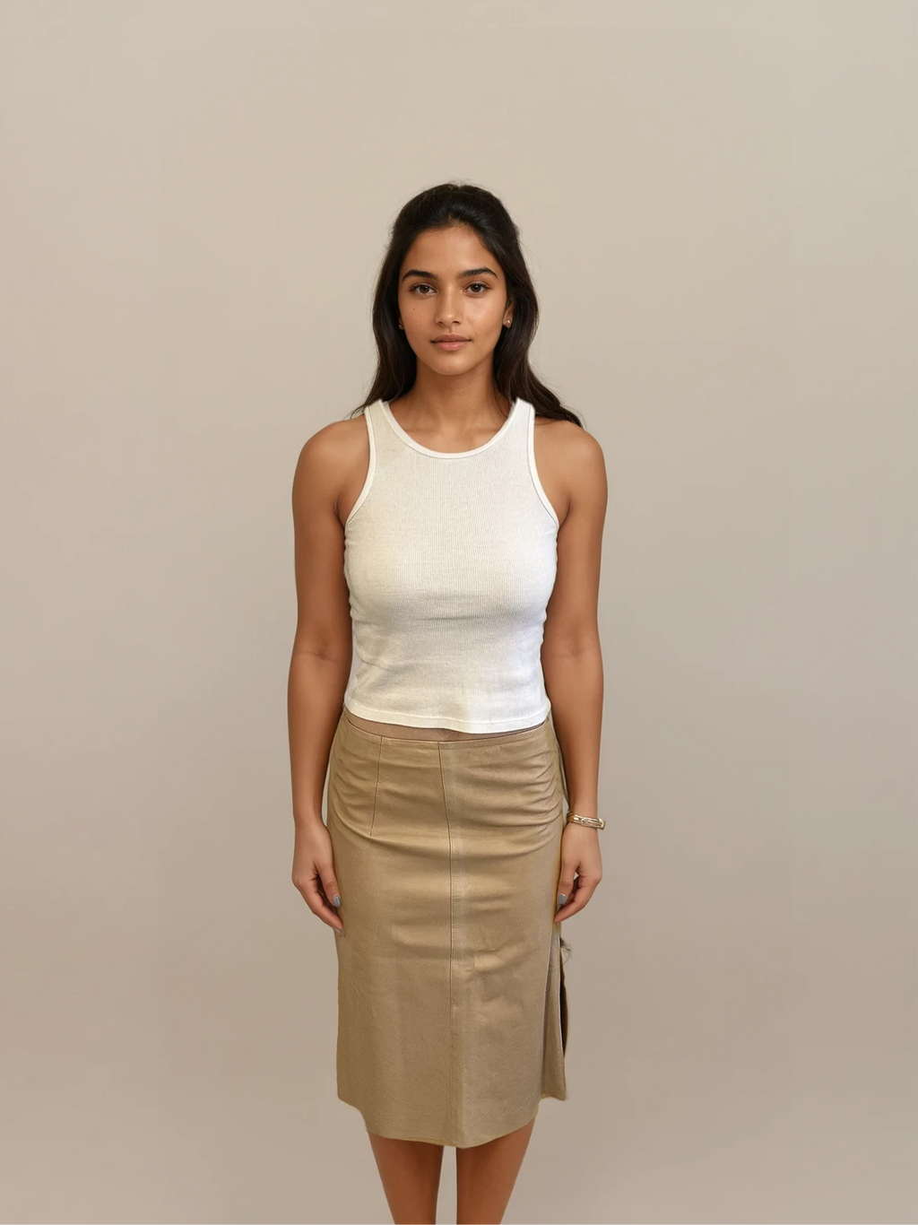 Gucci Tan Leather Skirt