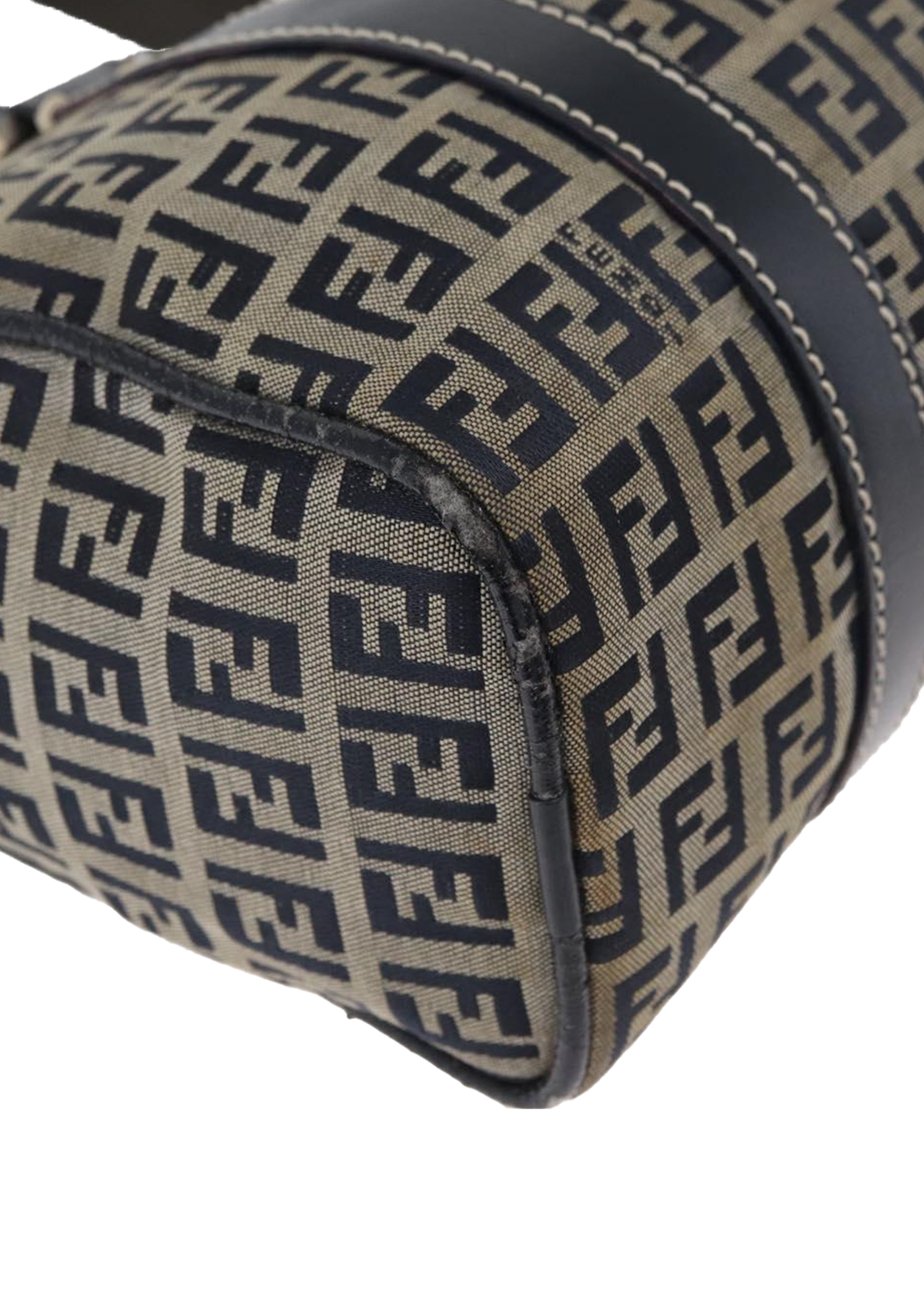 Fendi Navy Zucchino Boston Bag