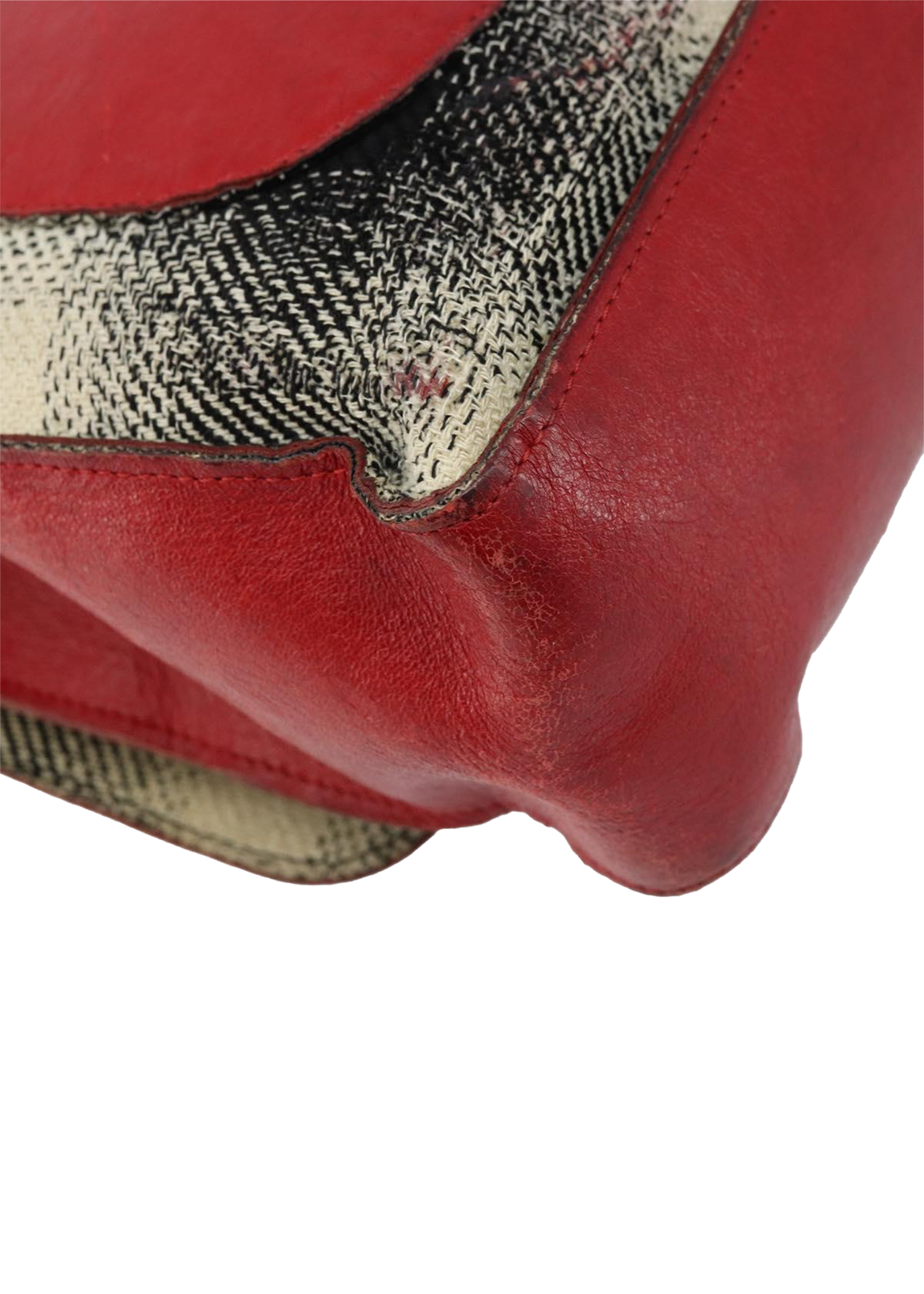 Chanel Tweed & Red Leather Flap Bag