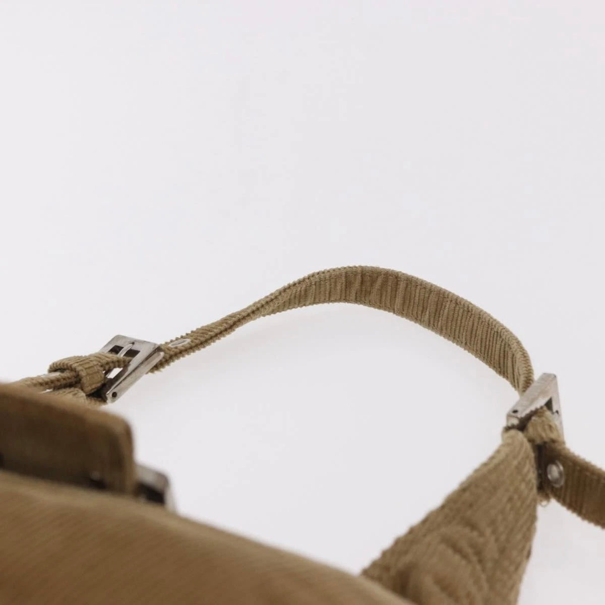 Fendi Tan Corduroy Rounded Baguette