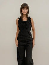 Load image into Gallery viewer, Ysl Black Ruffle Tank
