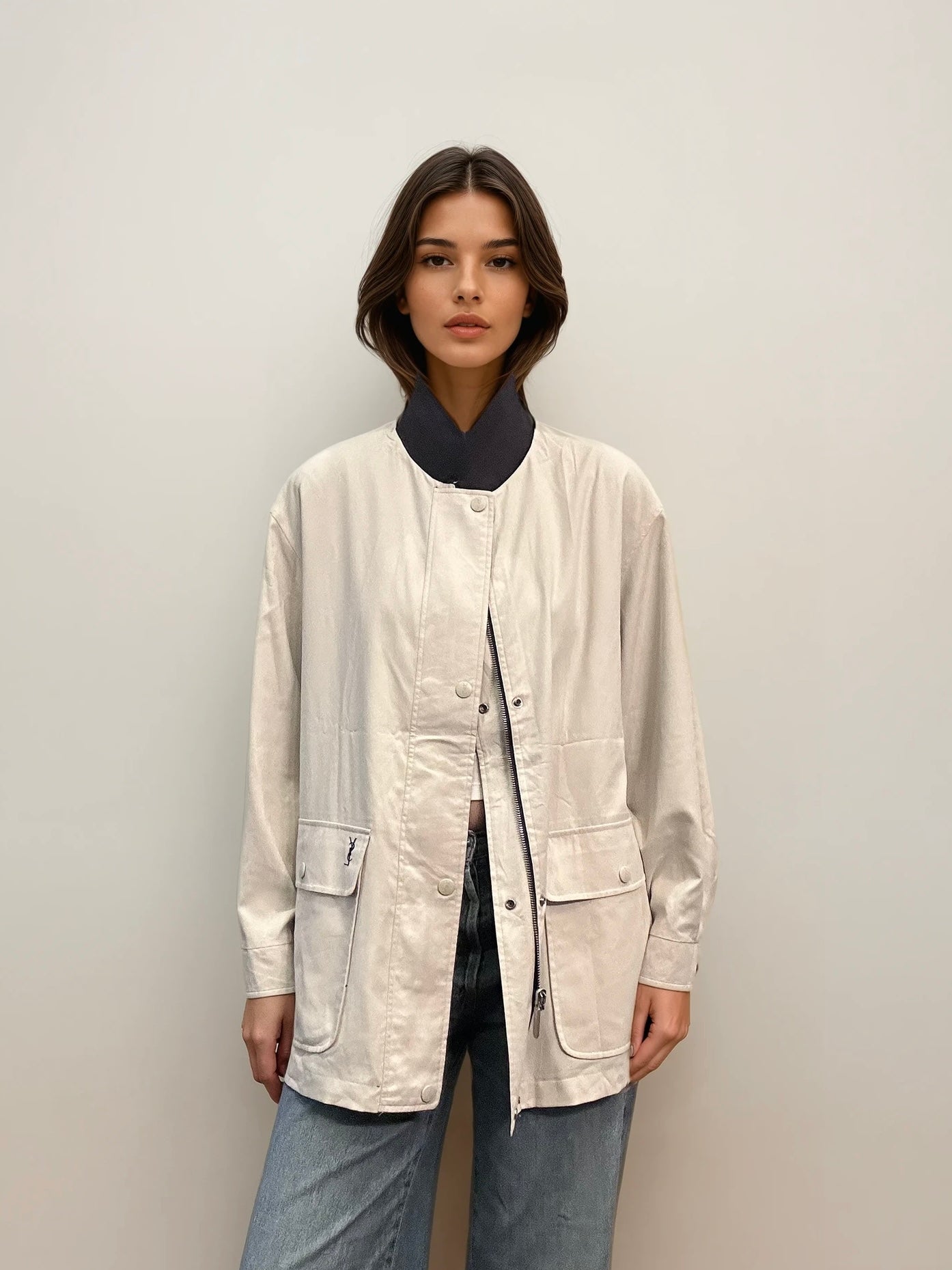 YSL Black and White Reversible Bomber