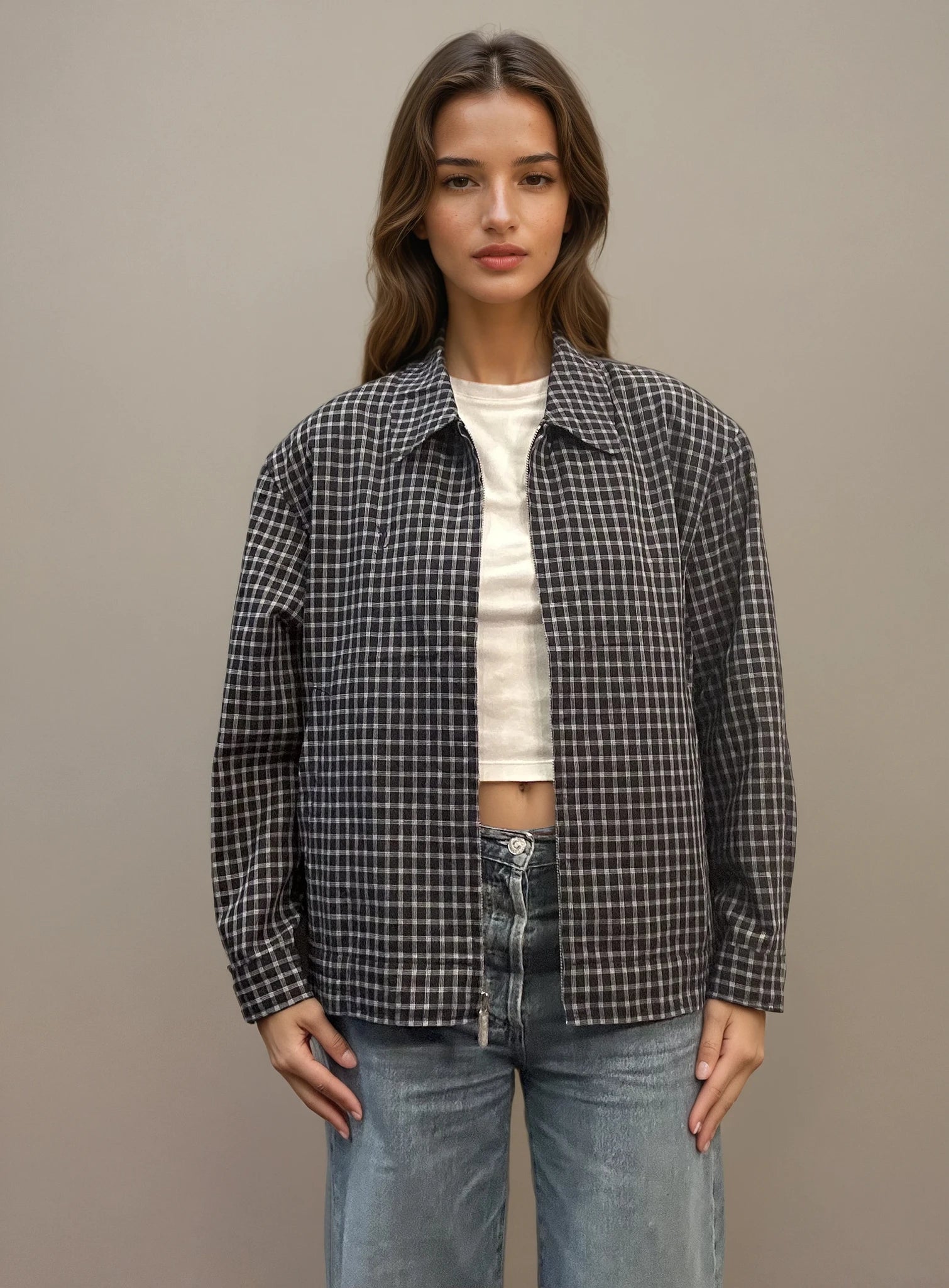 YSL Navy Checked Bomber