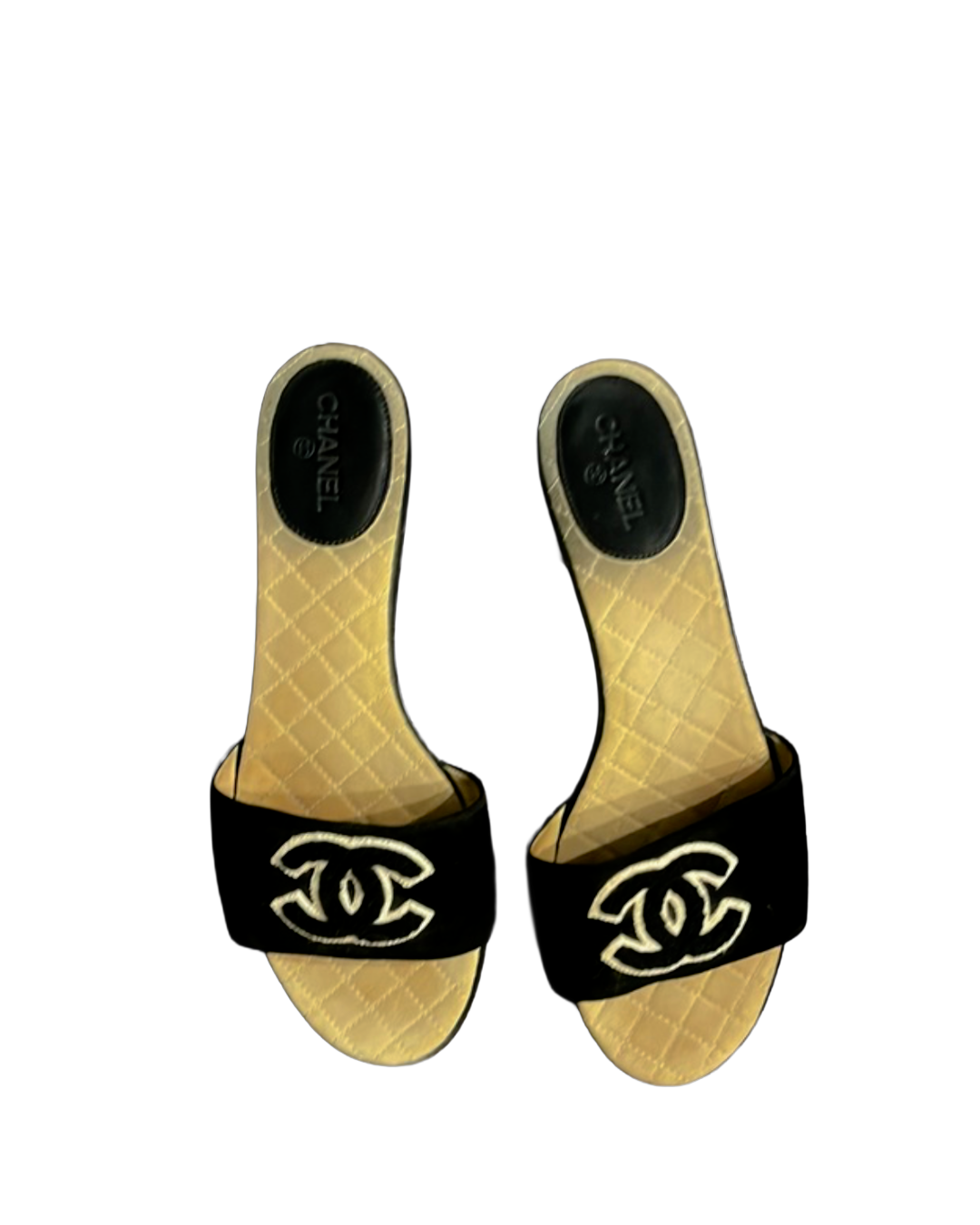 Chanel Black Logo Slides