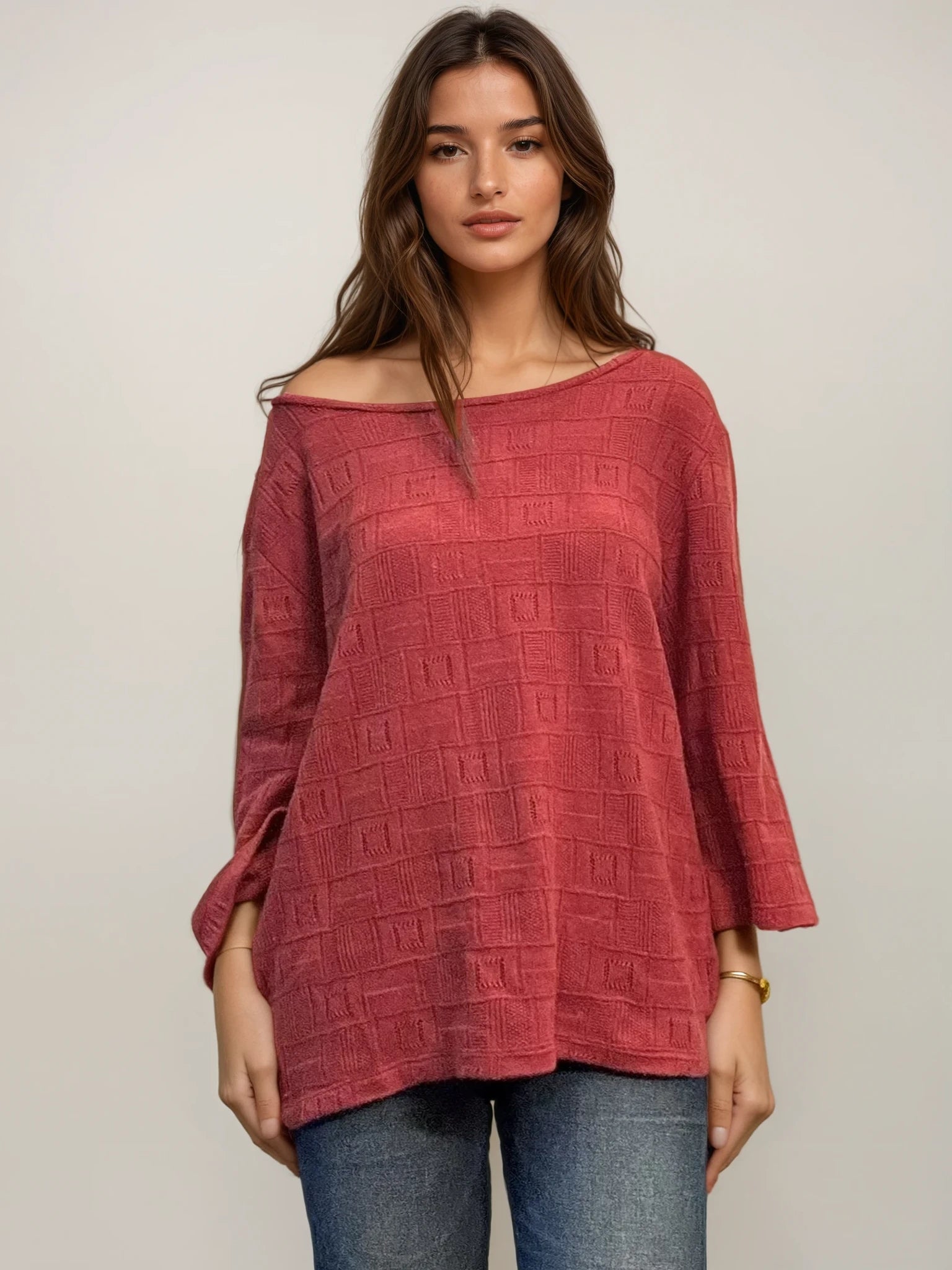 Elder Statesman Red Off-shoulder Sweater