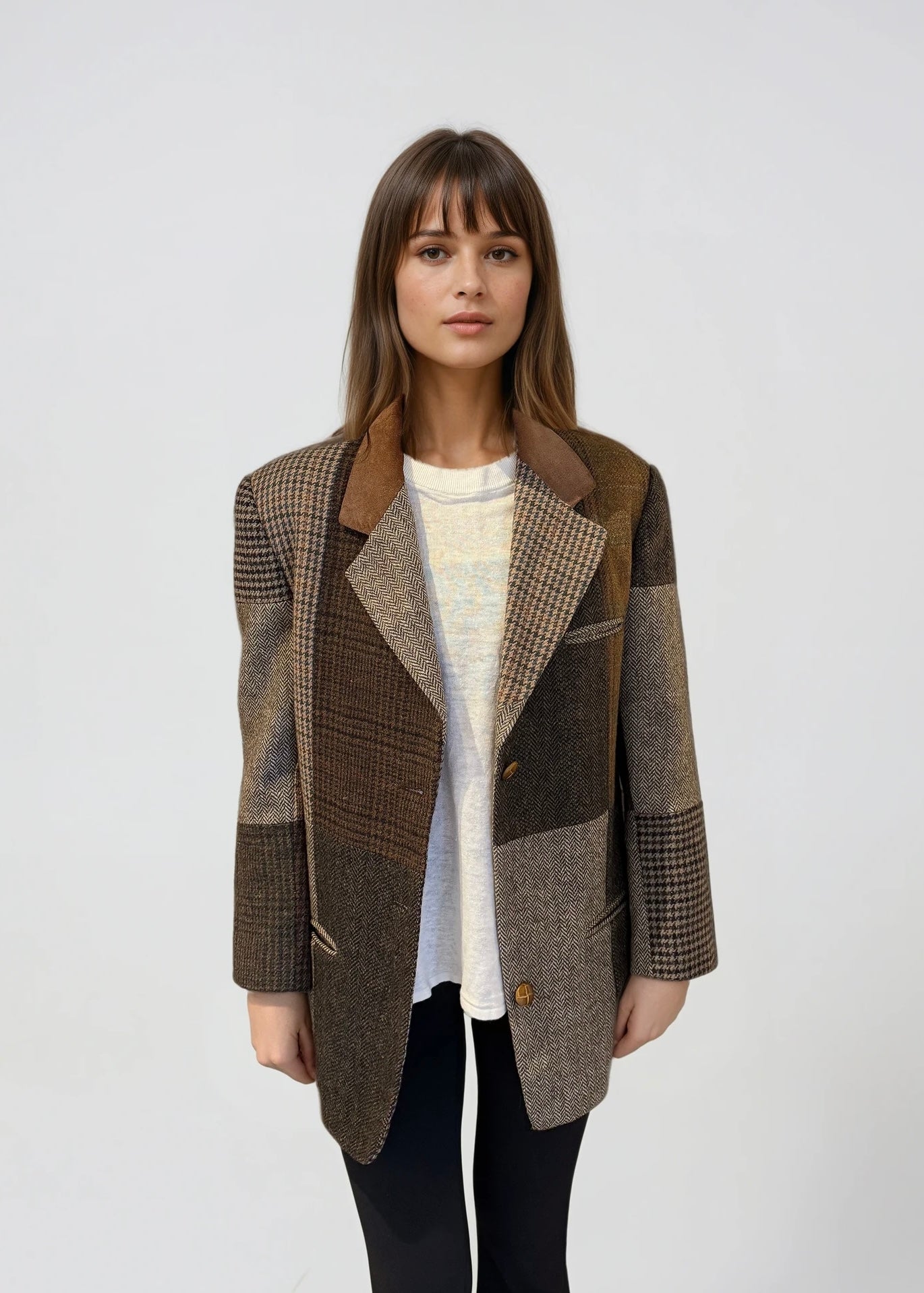 Brown Patchwork Blazer