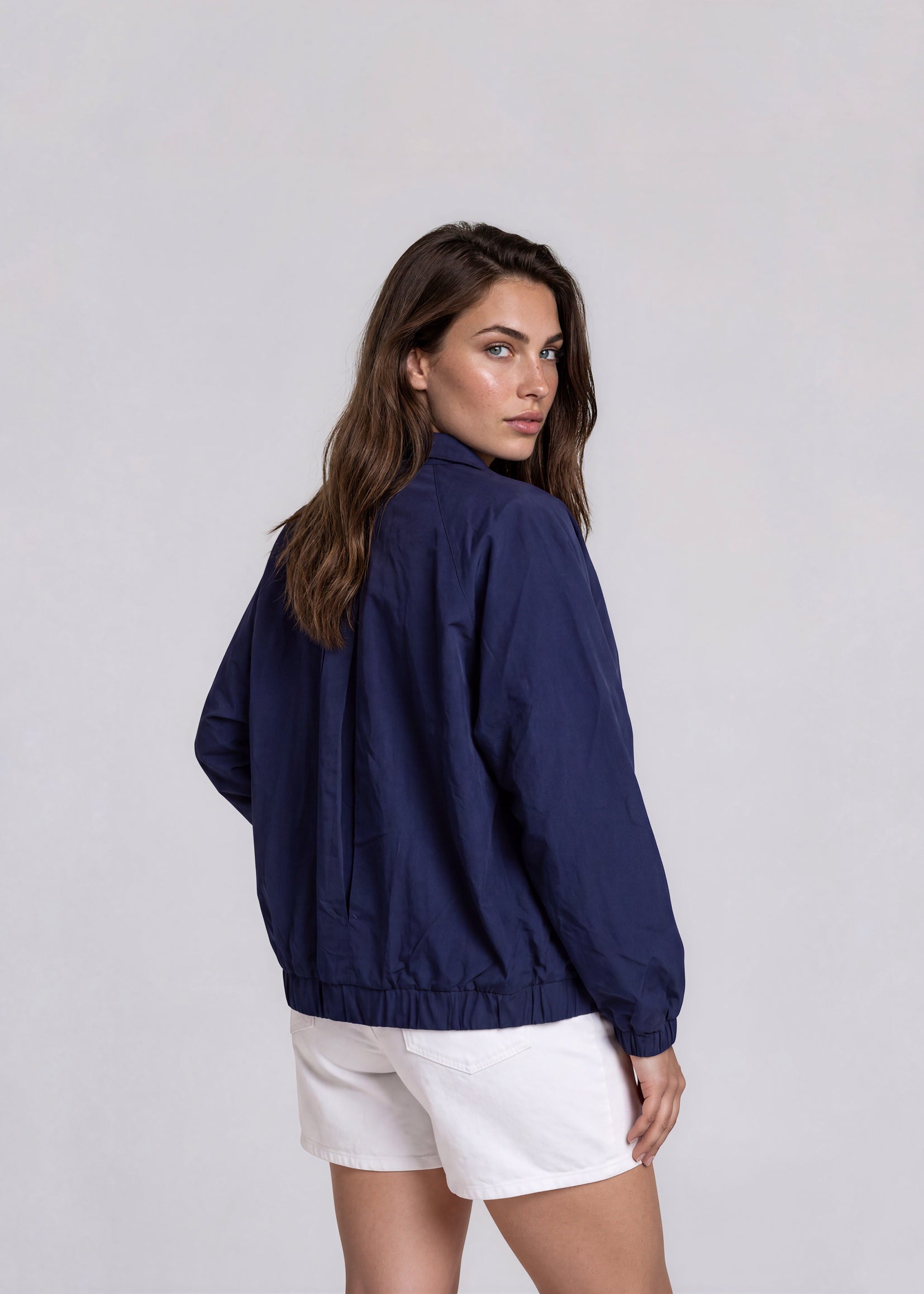 YSL Navy Collared Button Pocket Bomber