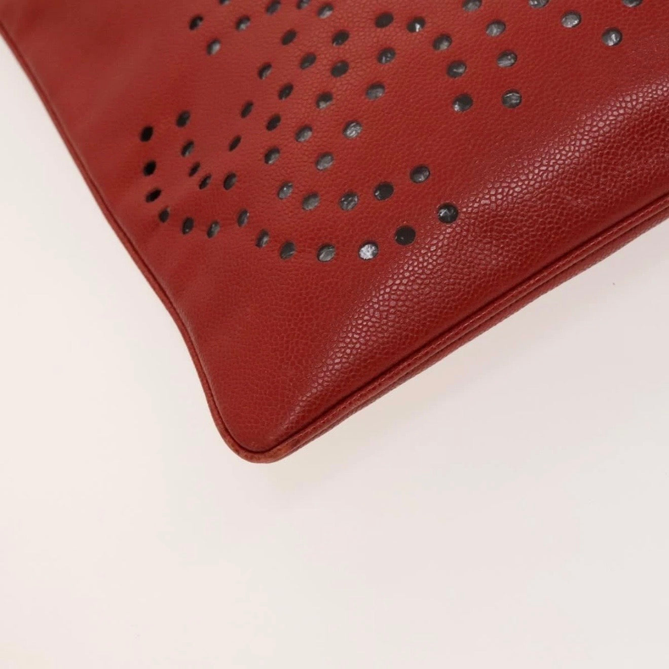 Chanel Red Leather Cutout Tote