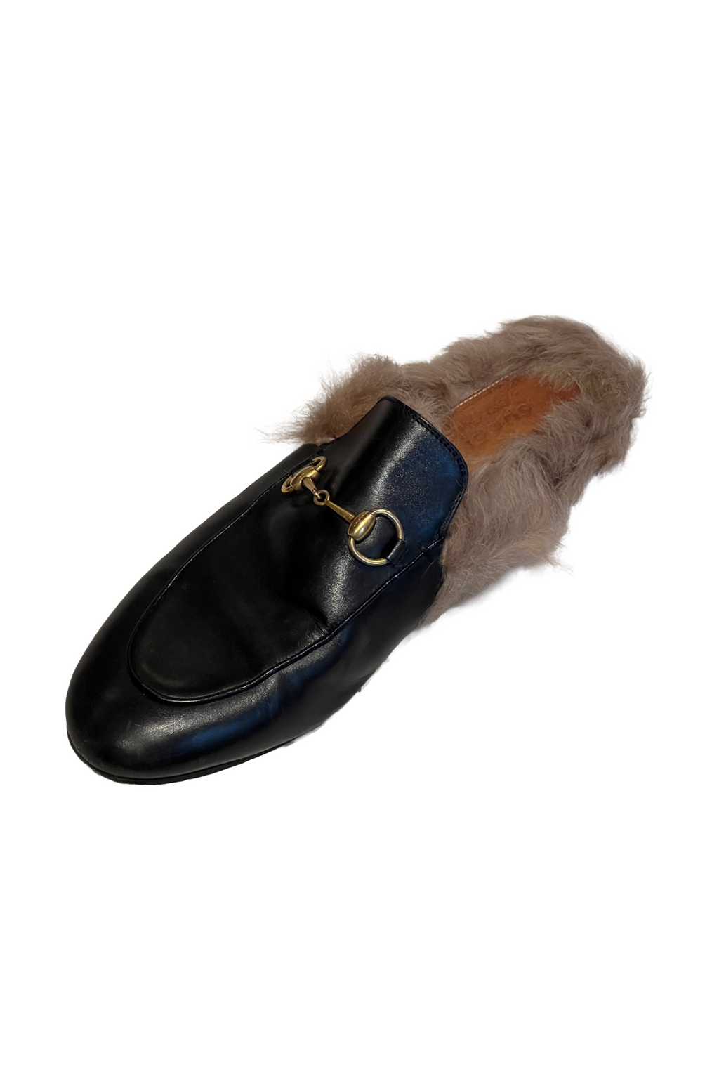 Gucci Black and Fur Loafer Slides