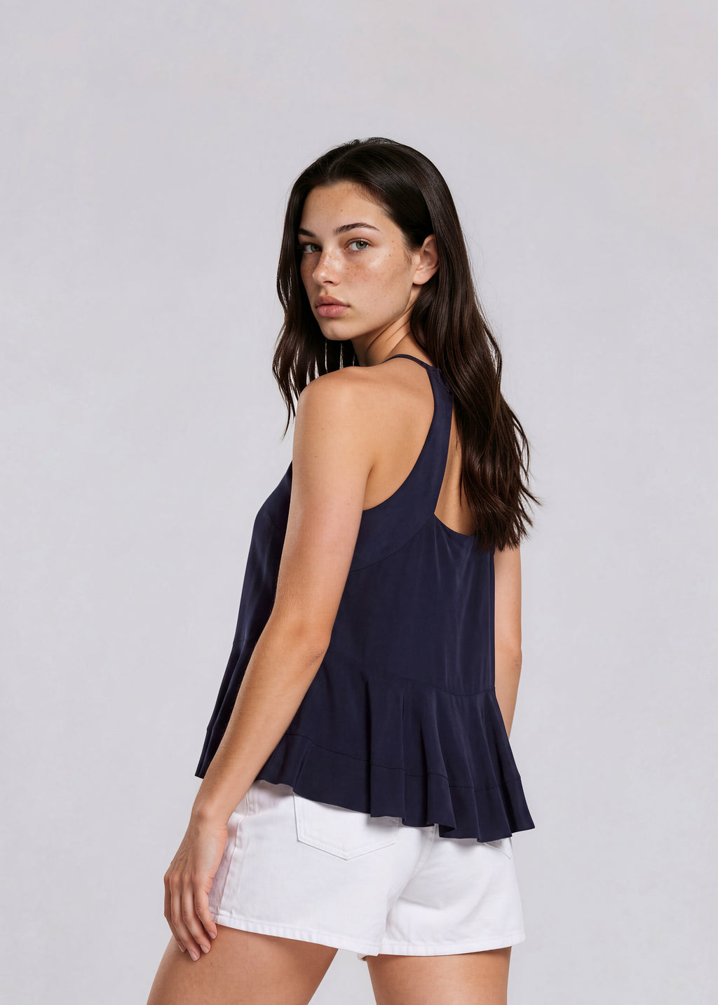 Ralph Lauren Navy Halter Silk Tank