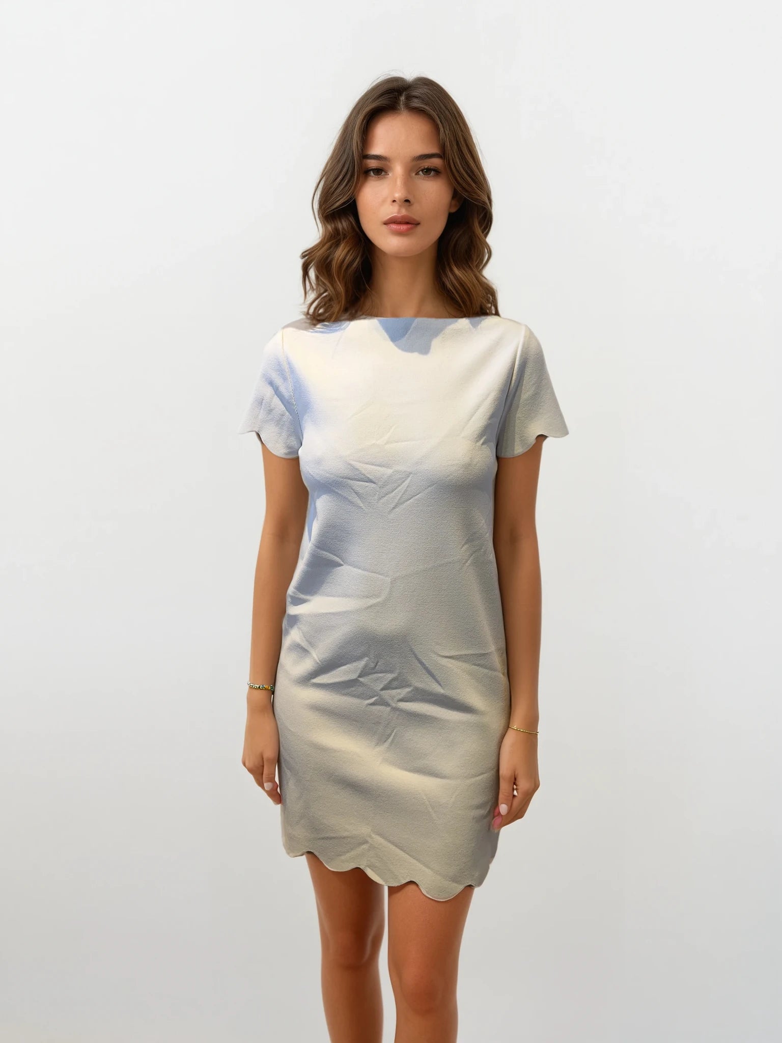 Valentino White Scalloped Mini Dress