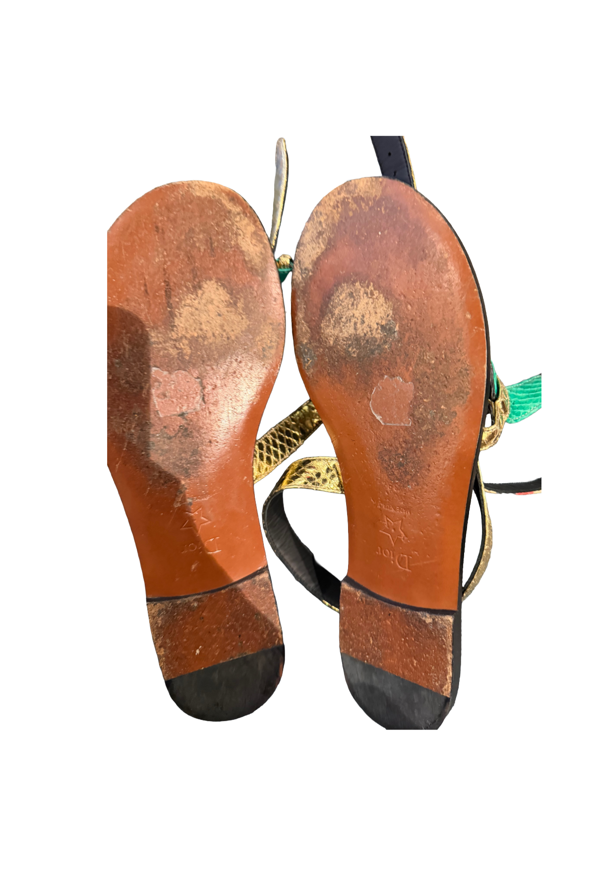 Dior Green Colorful Snake Sandals