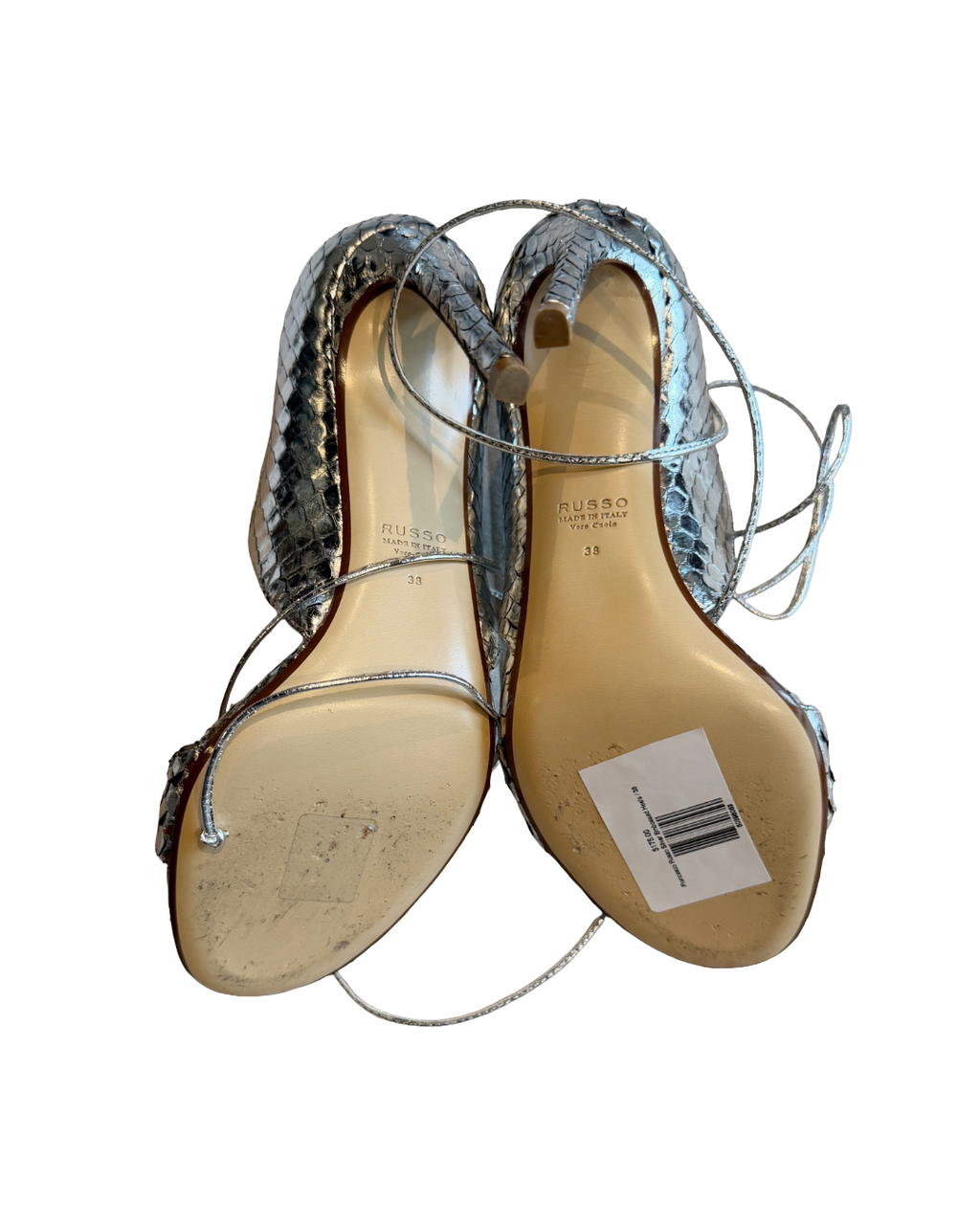 Francesco Russo Silver Embossed Heels