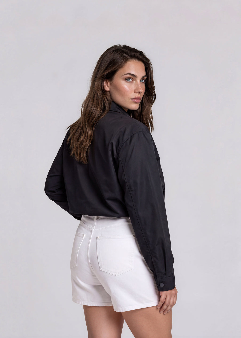 YSL Black Windbreaker Bomber with White Logo