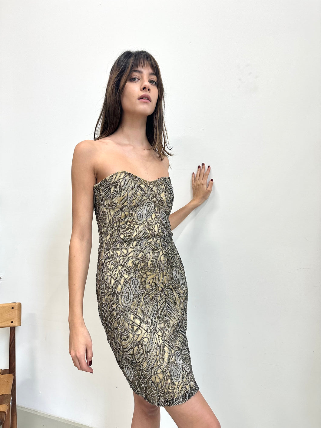 Lorena Sarbu Strapless Sequin Mini Dress