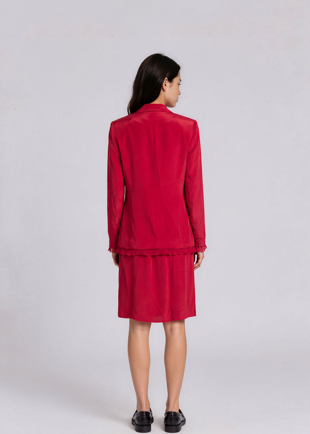 Escada Red Silk Skirt Set