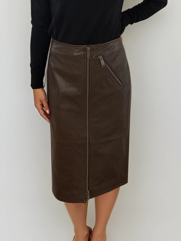 Max Mara Brown Leather Skirt