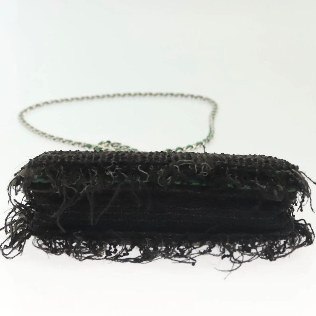Chanel Black Tweed Fringe Flap Bag