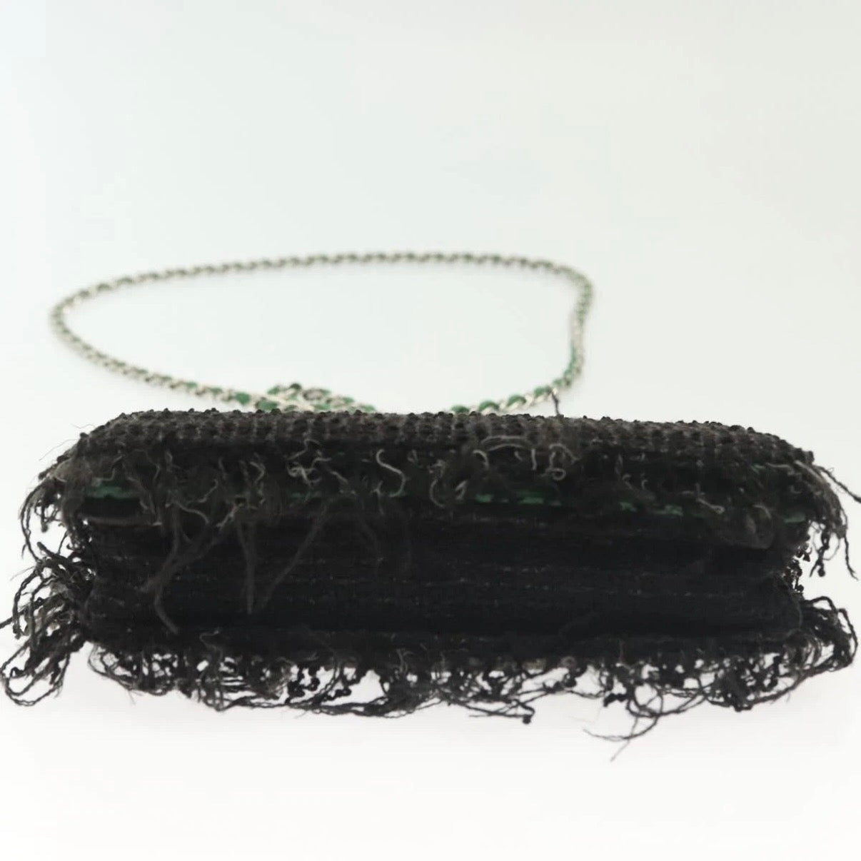 Chanel Black Tweed Fringe Flap Bag
