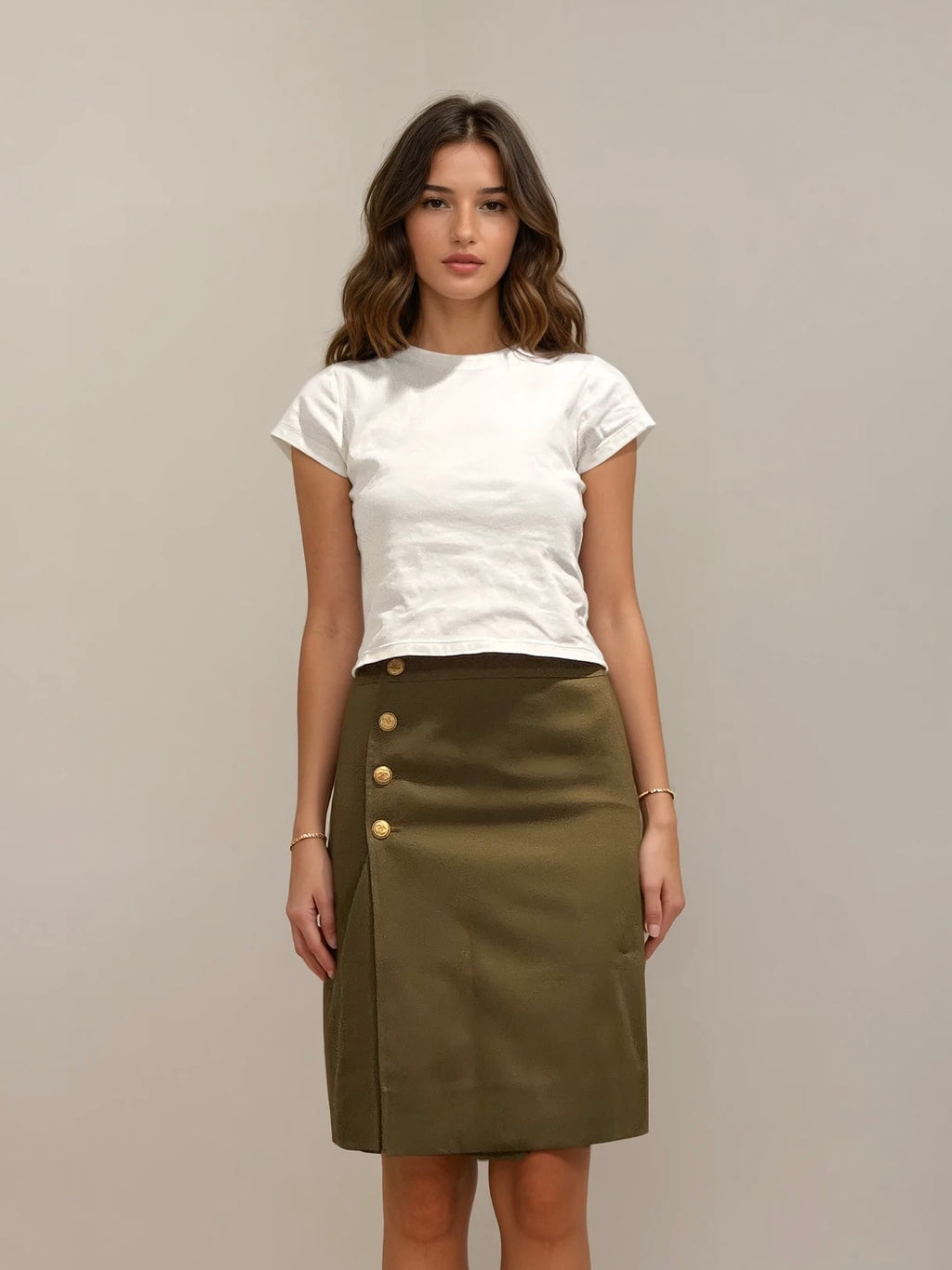 Chanel Green Button Skirt