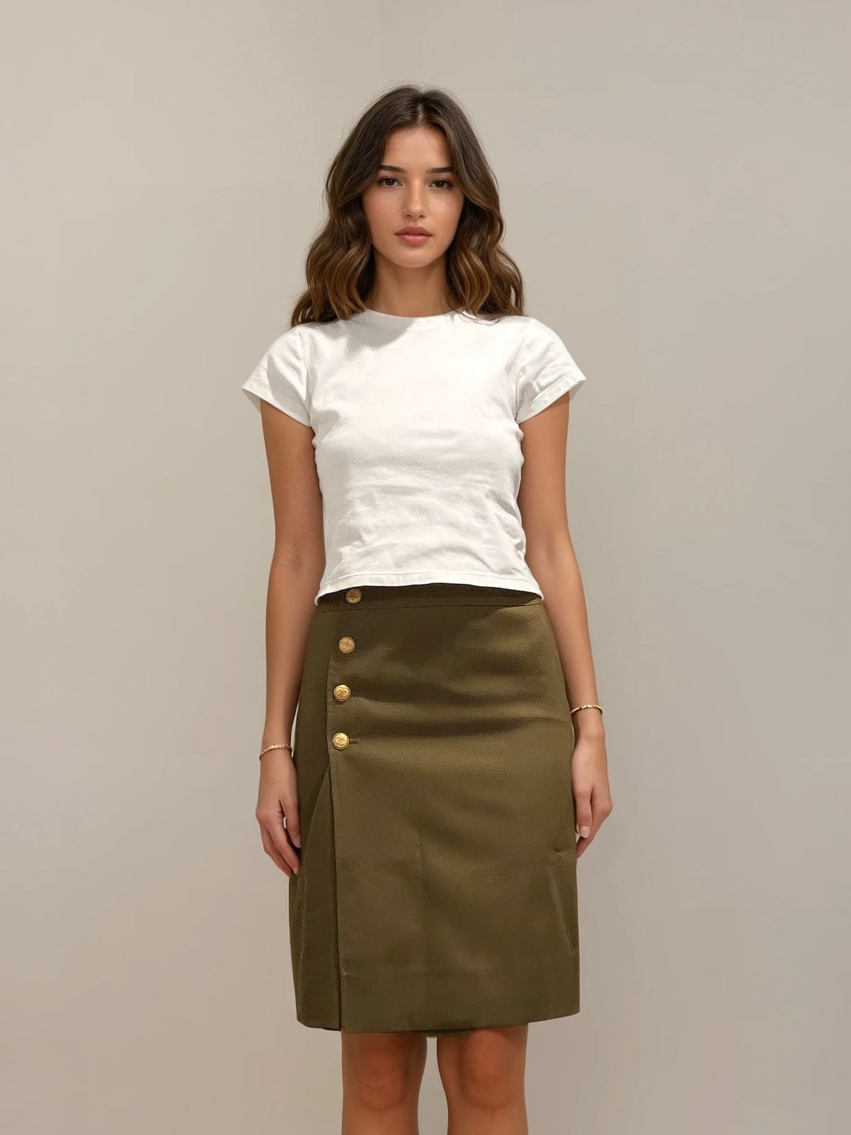 Chanel Green Button Skirt