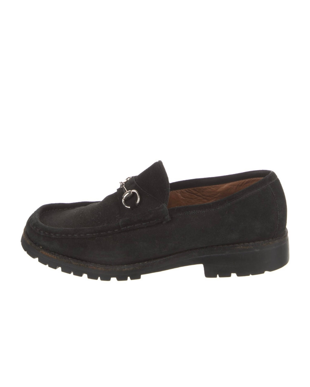 Gucci Black Suede and Silver Horsebit Loafers