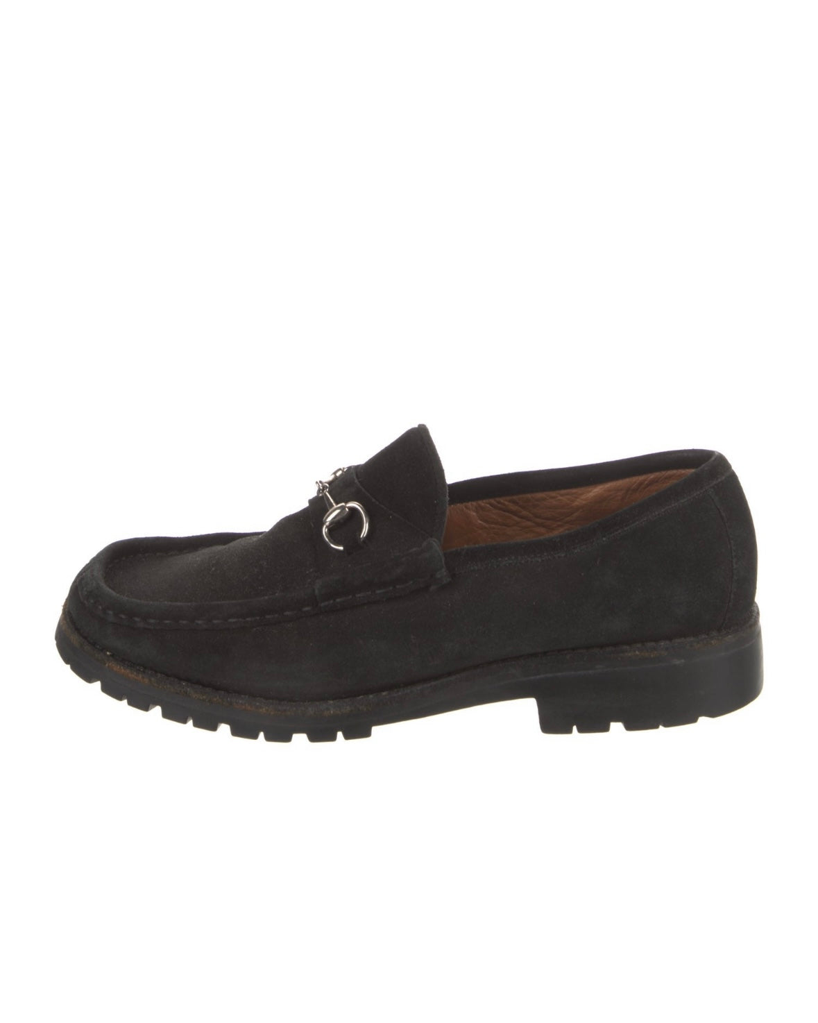Gucci Black Suede and Silver Horsebit Loafers