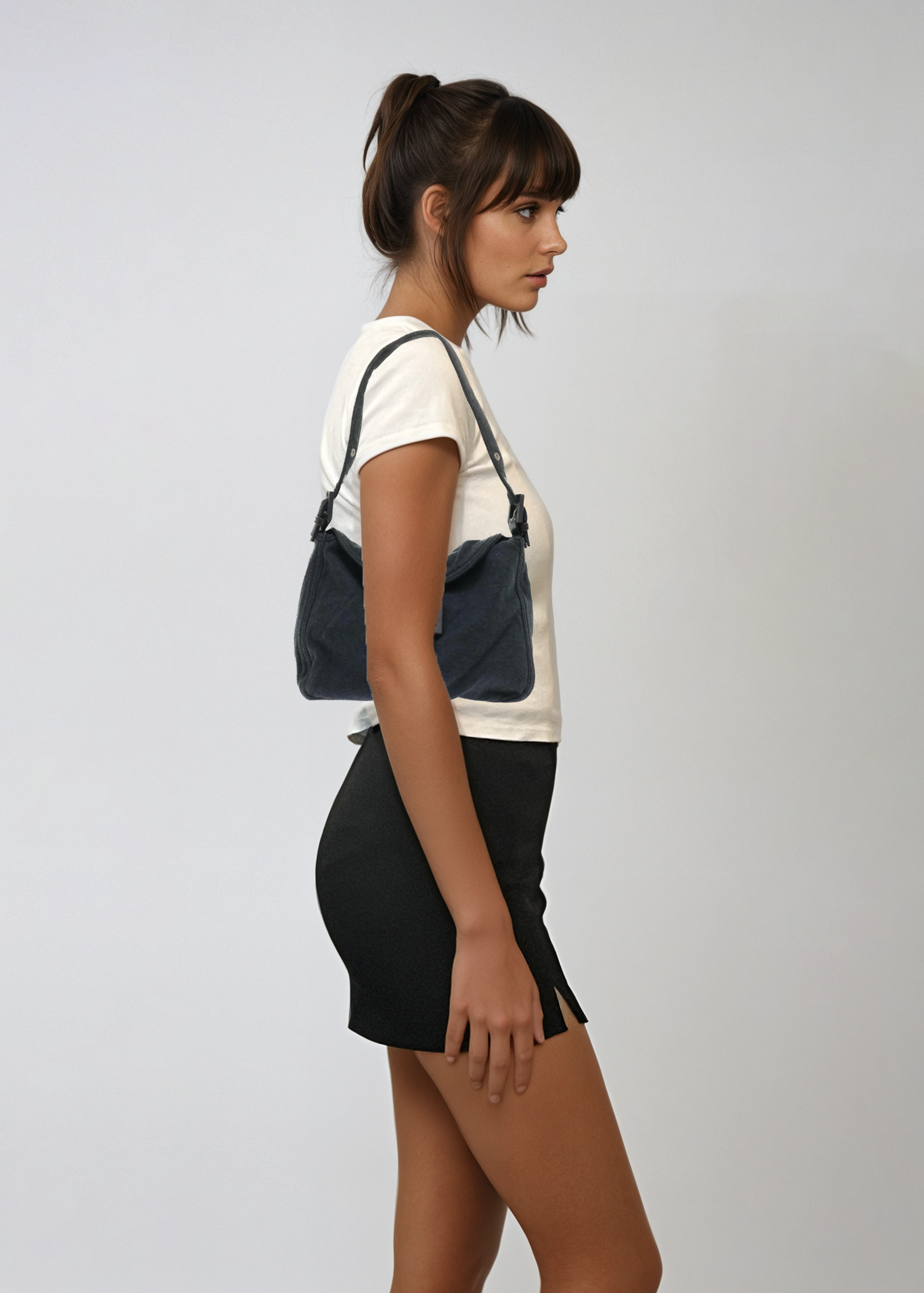 Fendi Grey Rounded Baguette