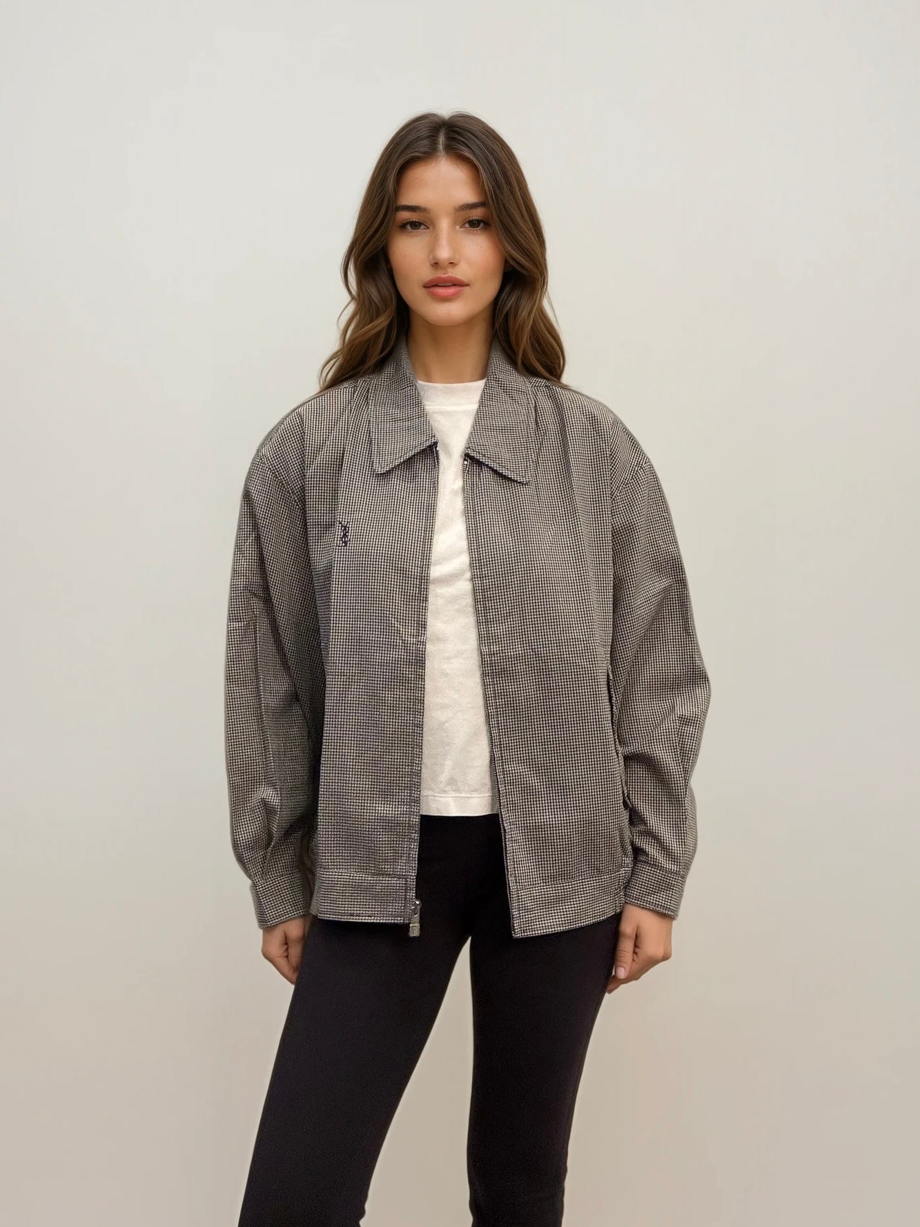 Ysl White and Navy Printed Bomber