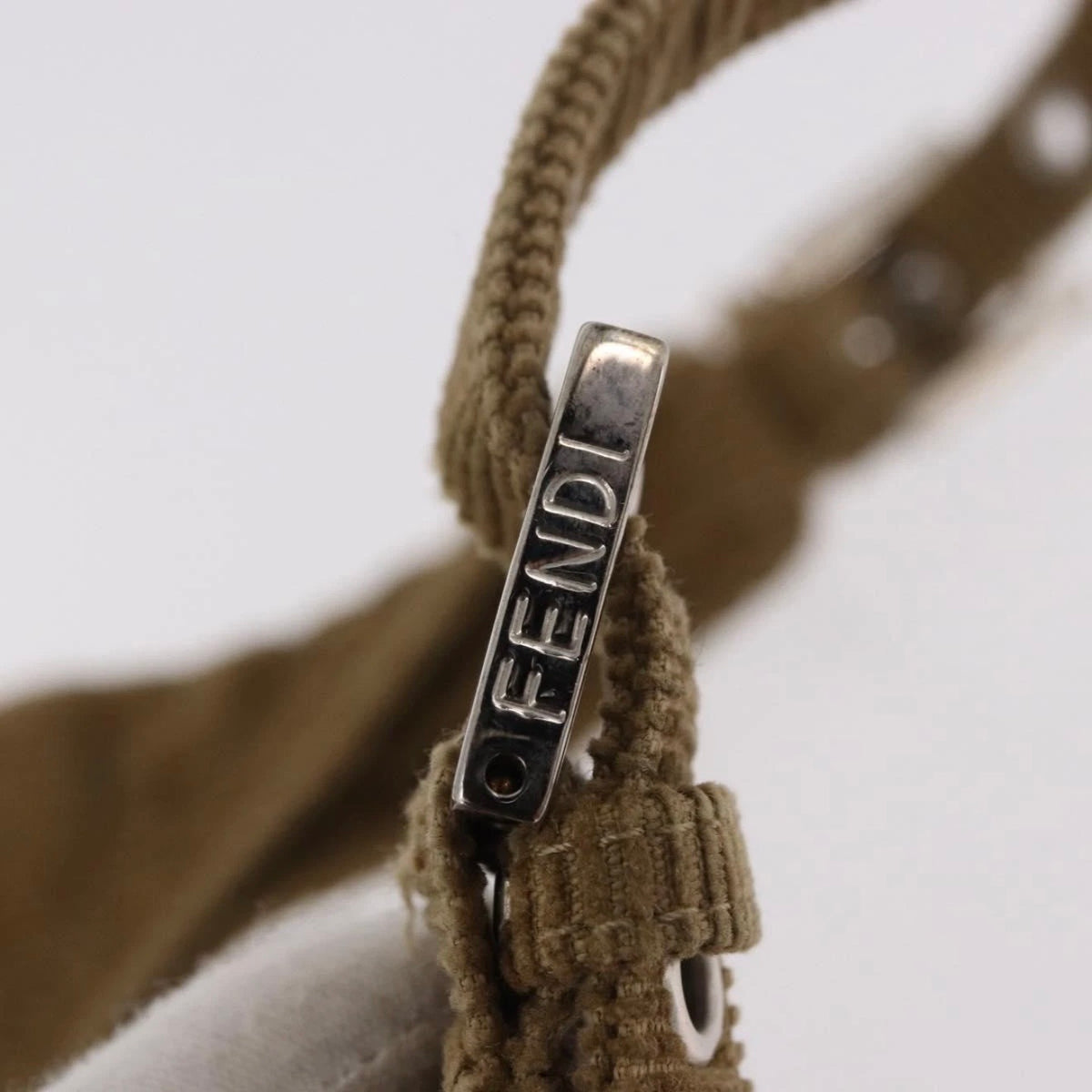Fendi Tan Corduroy Rounded Baguette