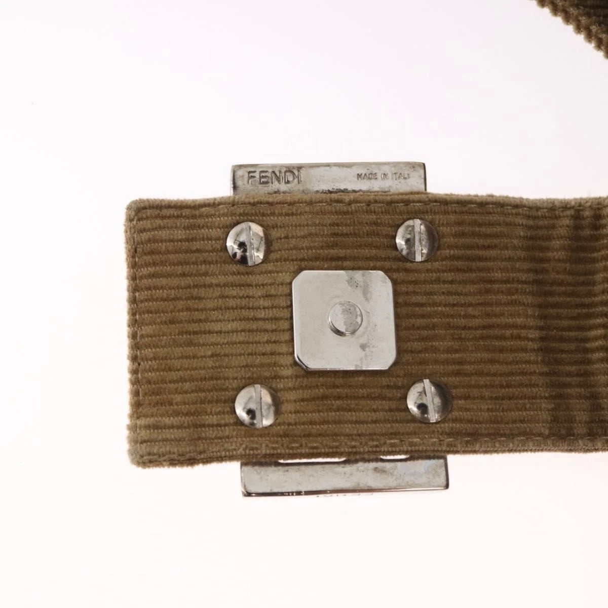 Fendi Tan Corduroy Rounded Baguette