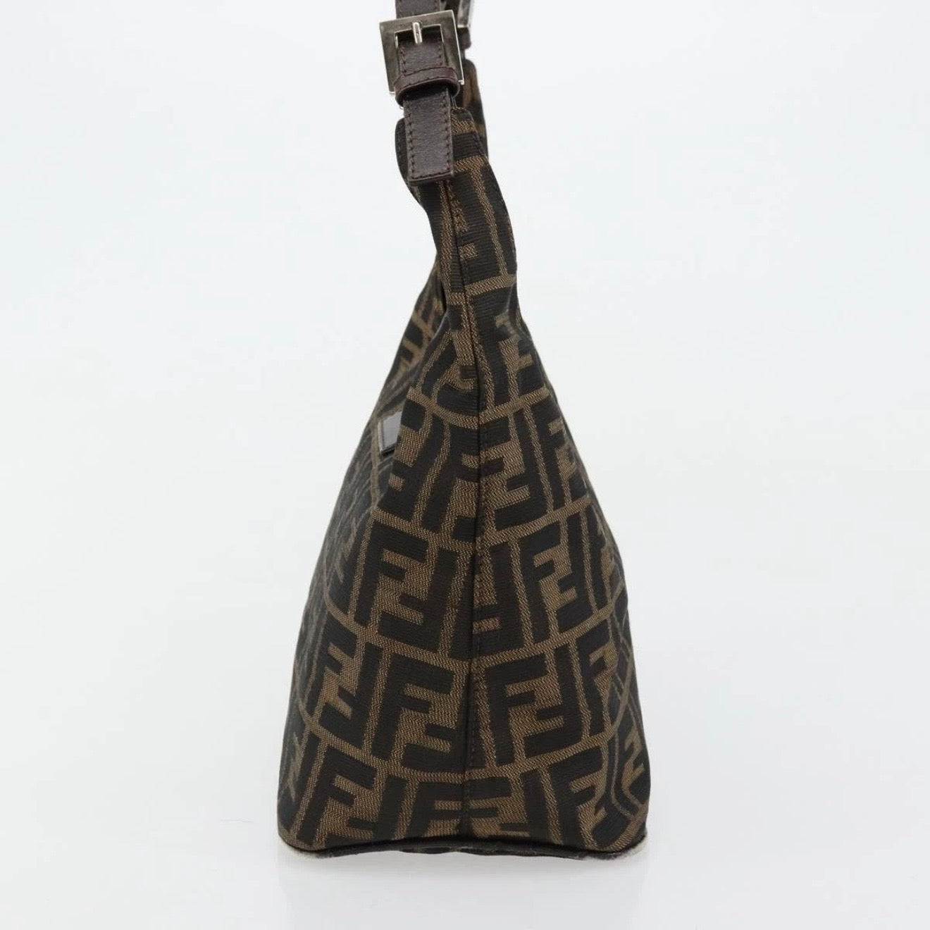 Fendi Brown Zucca Canvas Rounded Baguette