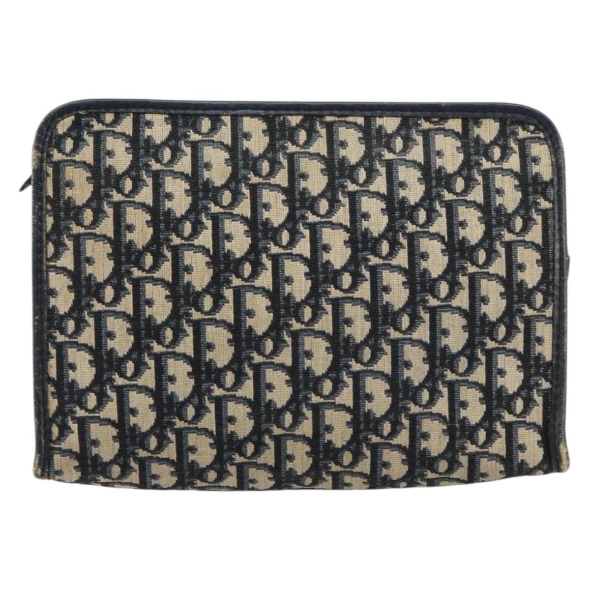 Dior Navy Monogram Zip Clutch
