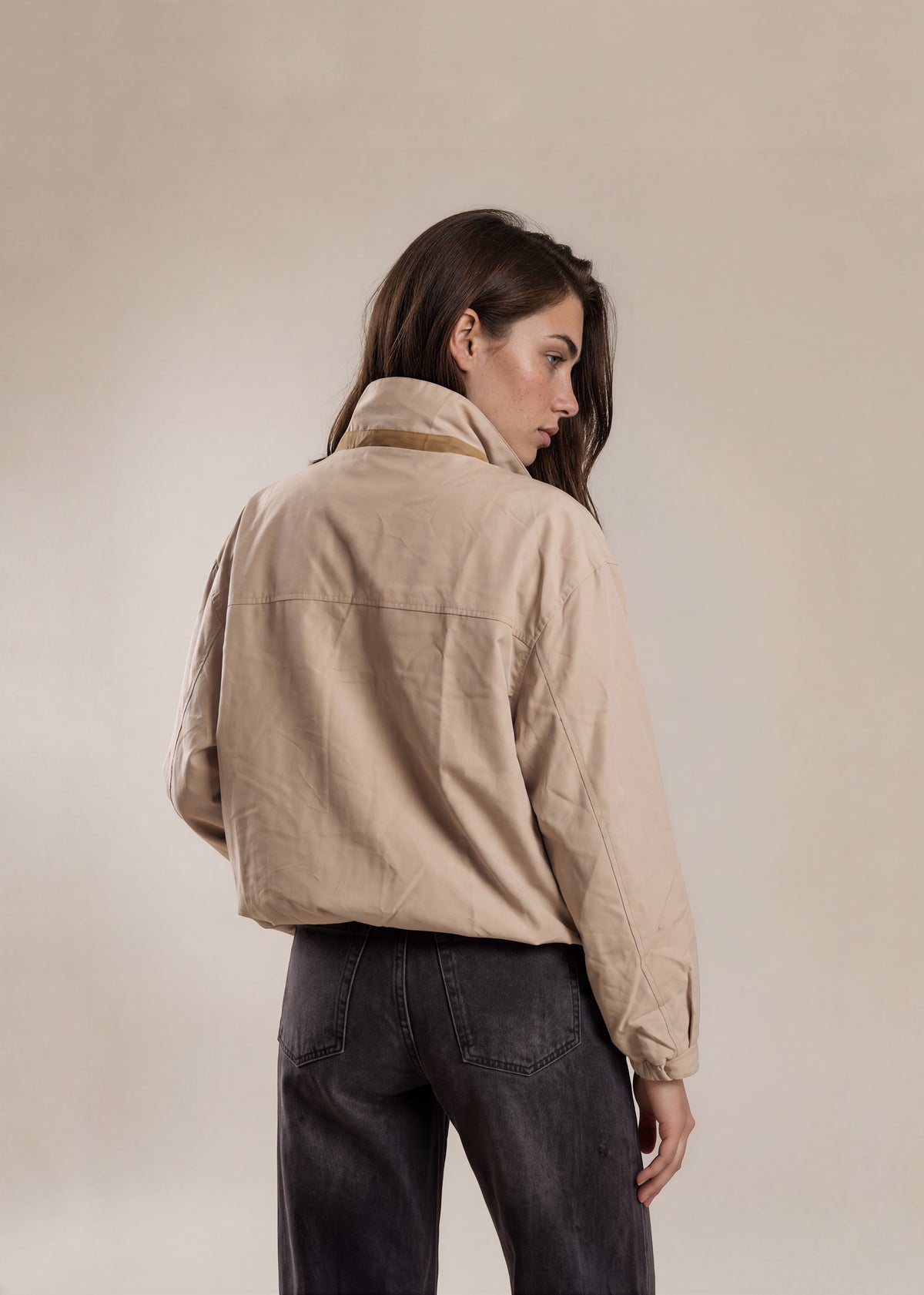 YSL Bronze and Beige Reversible Windbreaker Pocket Bomber