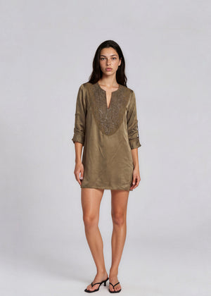Cavalli Green Silk Beaded Mini Dress